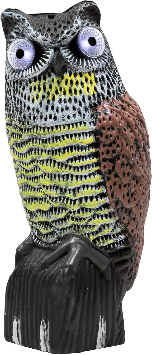 Galashield Owl Decoy Plastic Owls to Scare Birds Away with Solar Powered LED Eyes Owl Statue for