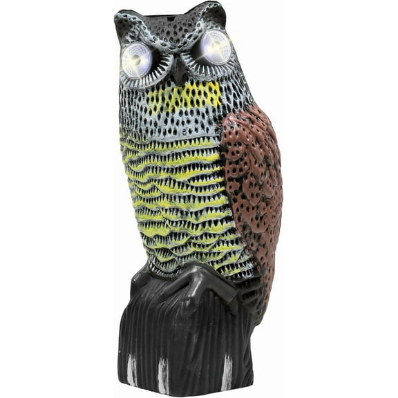 Galashield Owl Decoy Plastic Owls to Scare Birds Away with Solar Powered LED Eyes Owl Statue for Garden & Outdoors