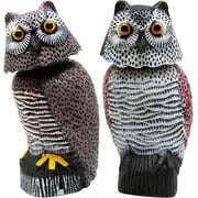 Owl Decoy to Scare Birds Away Scarecrow Fake Owl with Rotating Head 2 Pk