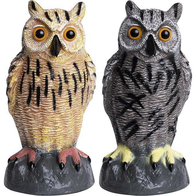 Galashield Owl Decoys to Scare Birds Away Plastic Owls Statue for