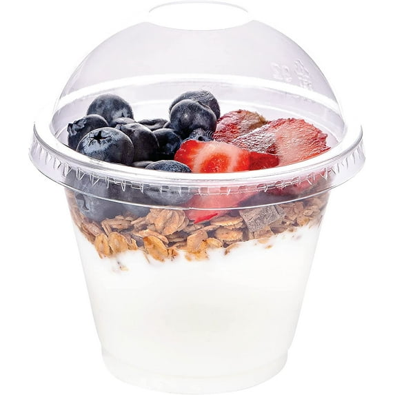 Galashield Parfait Cups with Lids, 9 oz Disposable cups with Dome Lids NO HOLE, 50 Sets