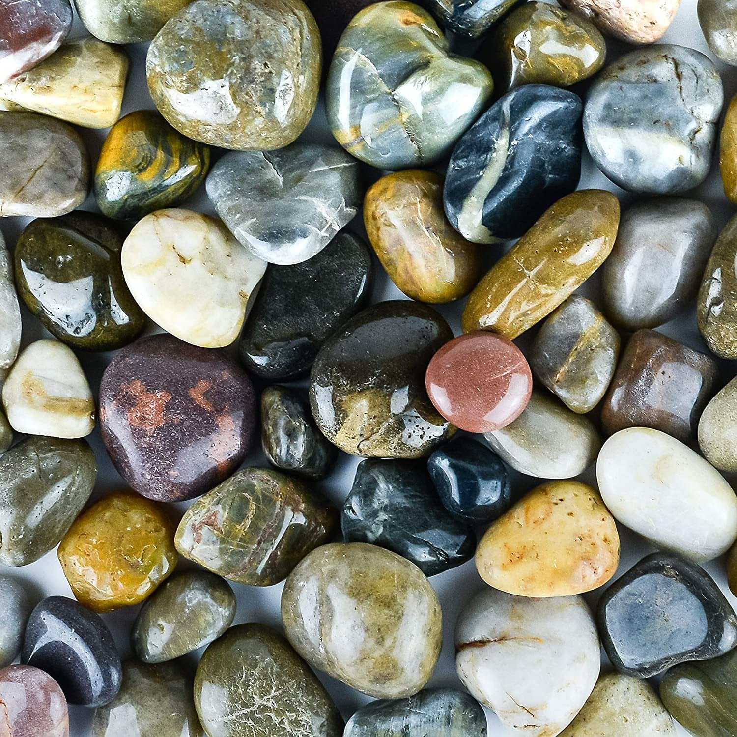 Galashield Piedras planas de vidrio transparente para rellenar jarrones,  piedras preciosas (bolsa de 5 libras/500-600 piedras)