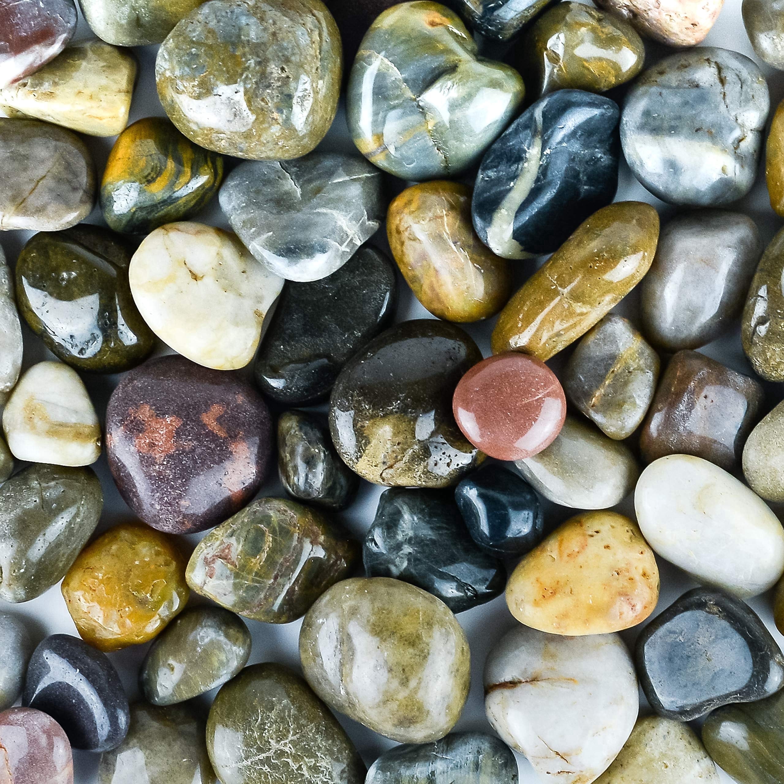 Large Deco Rocks Galashield River Rocks, 2 lbs approx 35 polished decorative pebbles ...