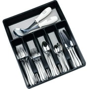 Silverware Organizer, Large, Black Gray Plastic Kitchen Utensil Holder by Galashield