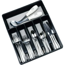 Silverware Organizer, Large, Black Gray Plastic Kitchen Utensil Holder by Galashield