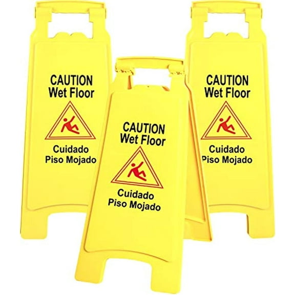 Galashield Wet Floor Sign 3 Pack 2-Sided Safety Yellow Warning Signs Commercial 26" Caution Wet Floor Signs