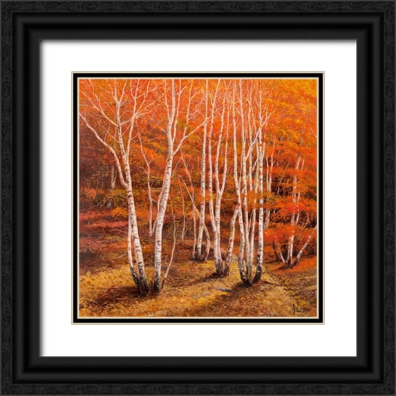 Galasso, Adriano 12x12 Black Ornate Wood Framed with Double Matting Museum Art Print Titled - Bosco di betulle II