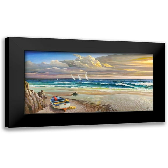 Galasso, Adriano 14x9 Black Modern Framed Museum Art Print Titled - Tramonto sulla battigia