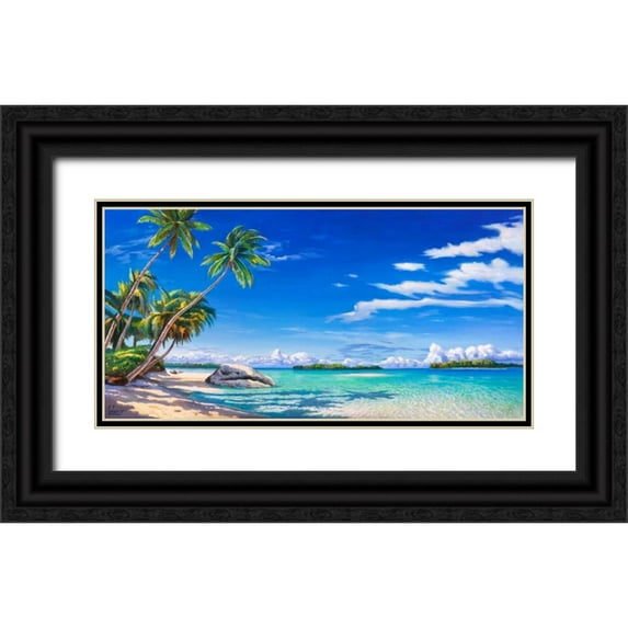 Galasso, Adriano 18x11 Black Ornate Wood Framed with Double Matting Museum Art Print Titled - Spiaggia tropicale