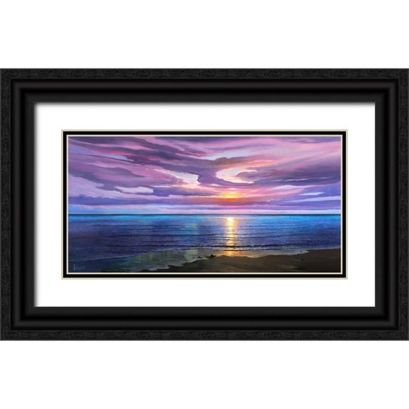 Galasso, Adriano 24x14 Black Ornate Wood Framed with Double Matting Museum Art Print Titled - Tramonto sognante