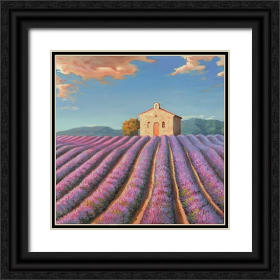Galasso, Adriano 26x26 Black Ornate Wood Framed with Double Matting Museum Art Print Titled - Campi di lavanda