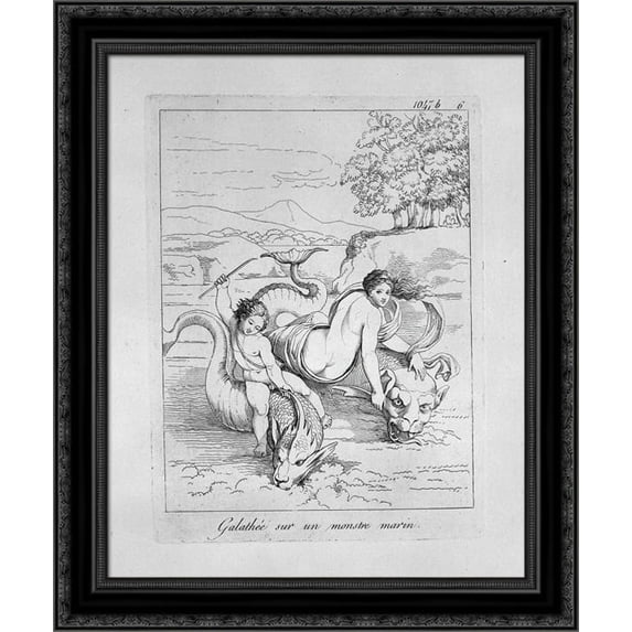Galatea on a sea monster 20x24 Black Ornate Wood Framed Canvas Art by Piranesi, Giovanni Battista