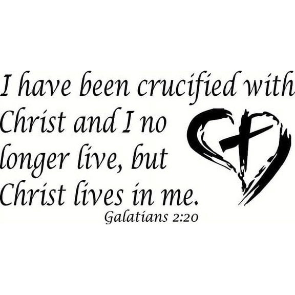 Galatians 2:20, Bible Verse Vinyl Wall Decal by Scripture Wall Art, 11"x22" Black, Christian