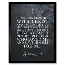 Galatians 2:20 Christ Lives in Me I live By Faith in the Son Of God Christian Bible Verse Quote Scripture Typography Art Print Framed Poster Wall Decor 12x16 inch