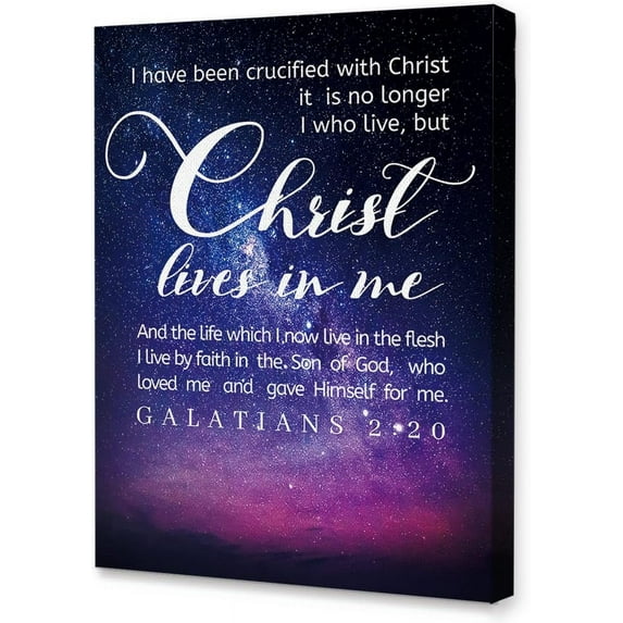 Galatians 2:20 Wall Art Canvas,Bible Verse Christian Canvas Painting Wall Decor for Christian Home Office Bedroom
