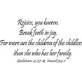 thumbnail image 1 of Galatians 4:27 & Isaiah 54:1, Bible Verse Vinyl Wall Decal by Scripture Wall Art, 11"x22" Black, Christian, 1 of 1