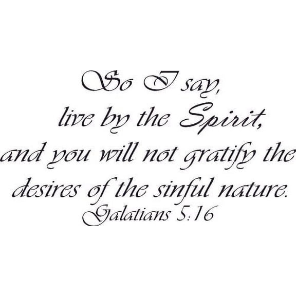Galatians 5:16, Bible Verse Vinyl Wall Decal by Scripture Wall Art, 11"x22" Black, Christian