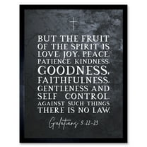 Galatians 5:22-23 The Fruit of the Spirit is Love Joy Peace Christian Aesthetic Bible Verse Quote Scripture Typography Art Print Framed Poster Wall Decor 12x16 inch