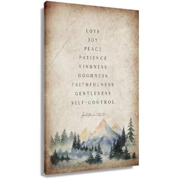Galatians 5 22-23 Scripture Wall Art Prayer Poster Bible Verses Wall Decor Fruit of The Spirit Christian Artwork Poster Pictures (20x30inch(50x75cm),Framed)