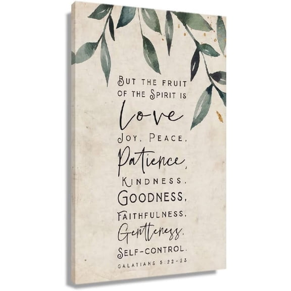 Galatians 5 22 Scripture Wall Art Fruit of The Spirit Bible Verse Posters Christian Wall Decor Hanging Wall Decorations for Hallway (08x12inch(20x30cm),Framed)