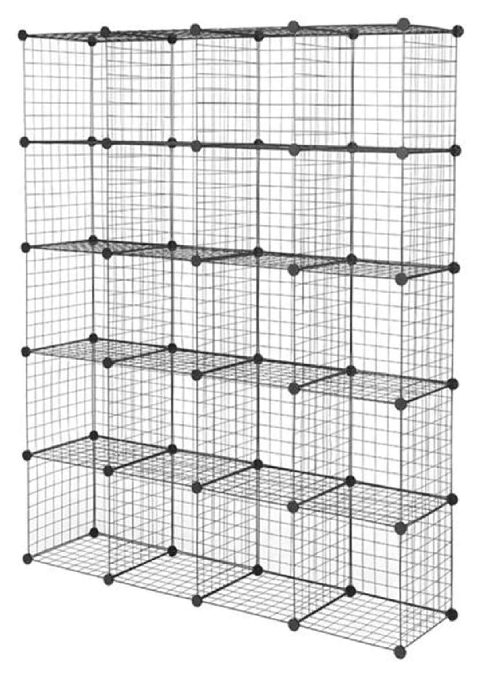 Wire Cube Organizer 20-Cube Storage Organizer - Metal Grid Shelving