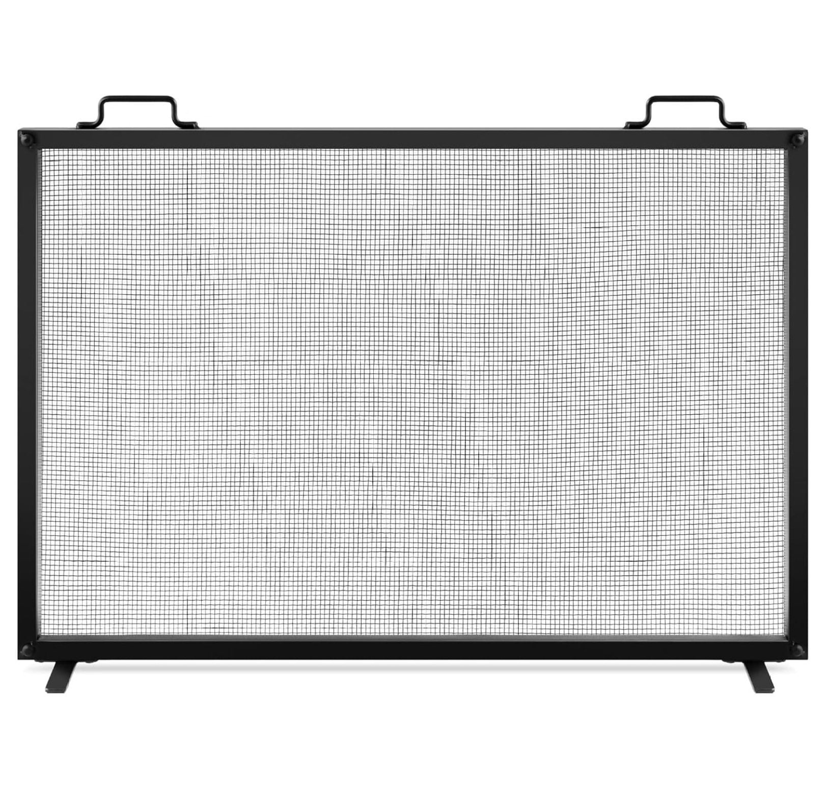 Cassiano 38x27in Black Single Panel Steel Mesh Fireplace Screen