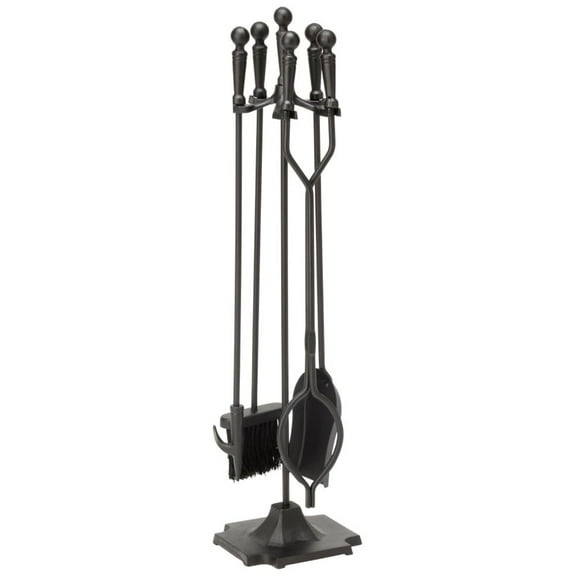 Galaxera 5-Piece Fireplace Tools Set with Handles, Black