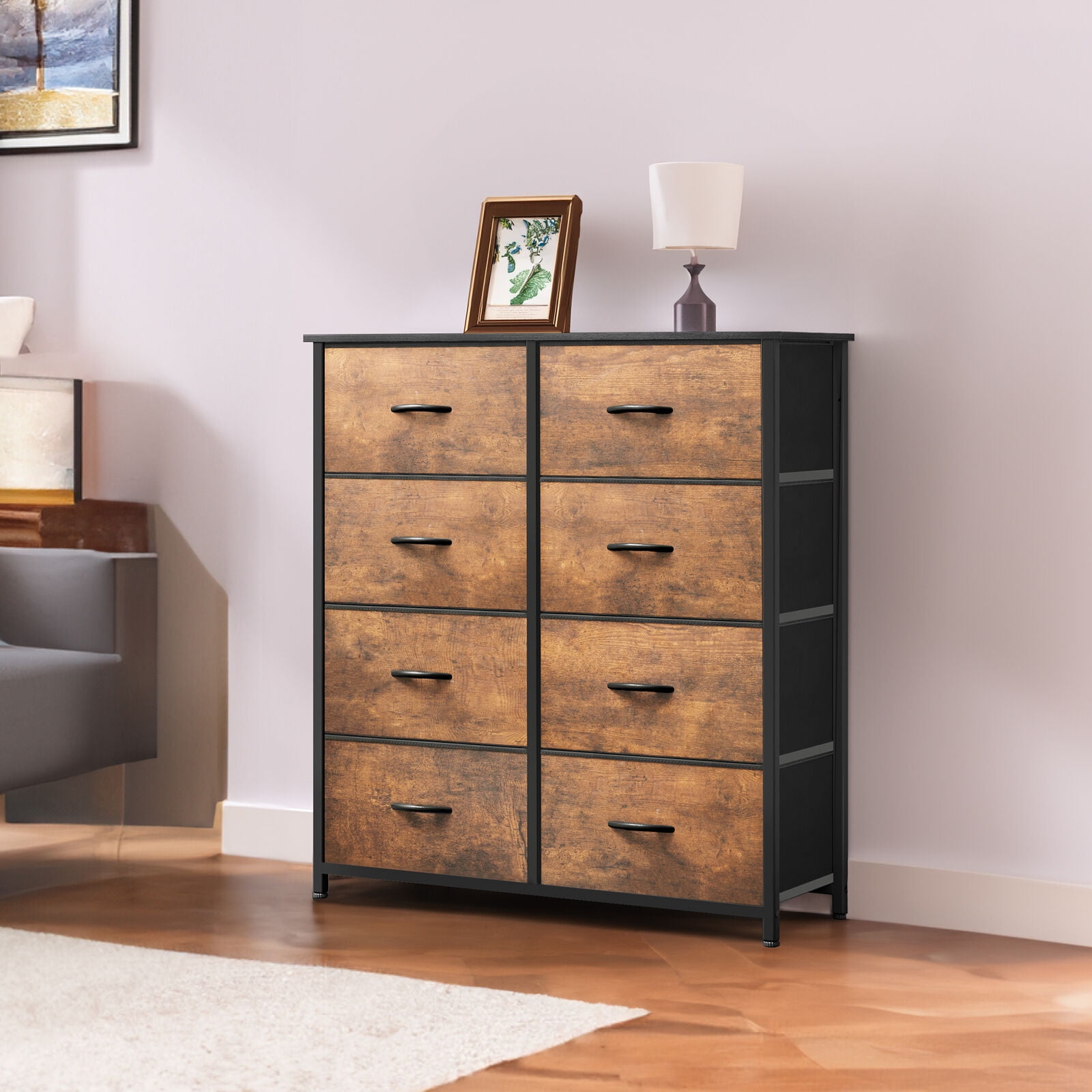 Galaxera 8 Drawer Cabinet Fabric Dresser Closet Chest Clothes Storage ...