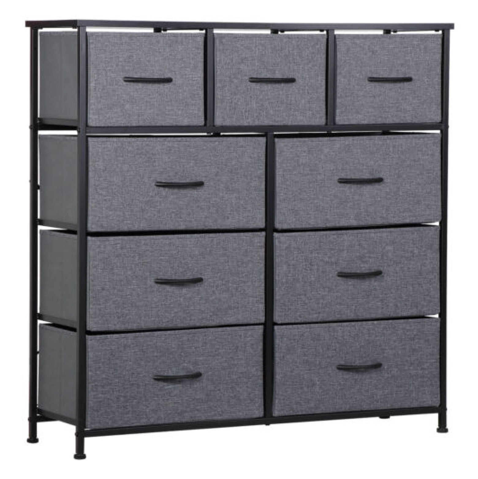 Gray Fabric 9-Drawer Vertical Storage Dresser with Levelers