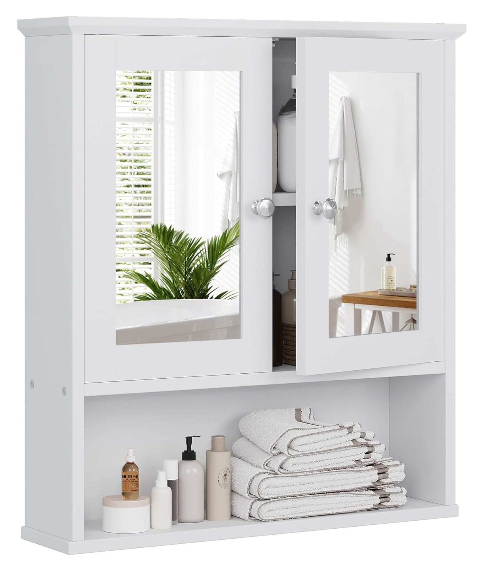 Galaxera Bathroom Cabinet with Mirror, Bathroom Wall Cabinet with Open ...