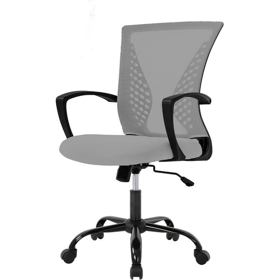Galaxera Home Office Chair Mid Back PC Swivel Lumbar Support Adjustable Desk Task Computer Ergonomic Comfortable Mesh Chair with Armrest (Grey)