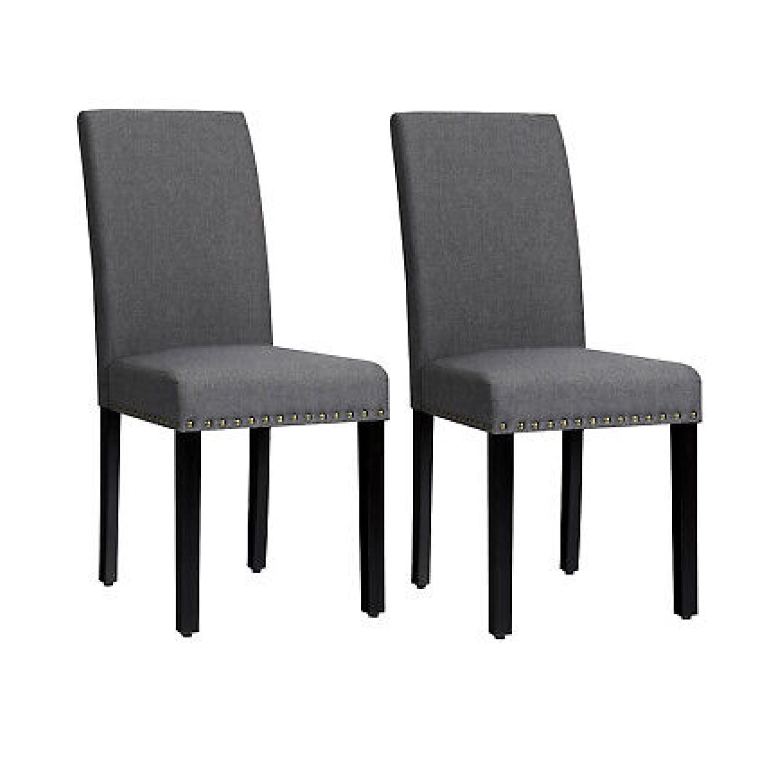 Set of 2 Gray Linen Upholstered Parsons Side Chairs