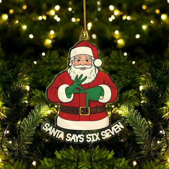 Funny Six Seven" Santa Ornaments