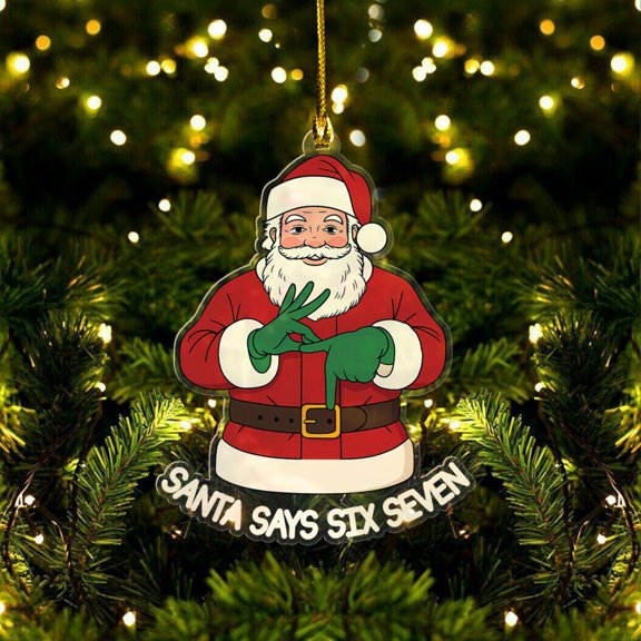 Funny Six Seven" Santa Ornaments