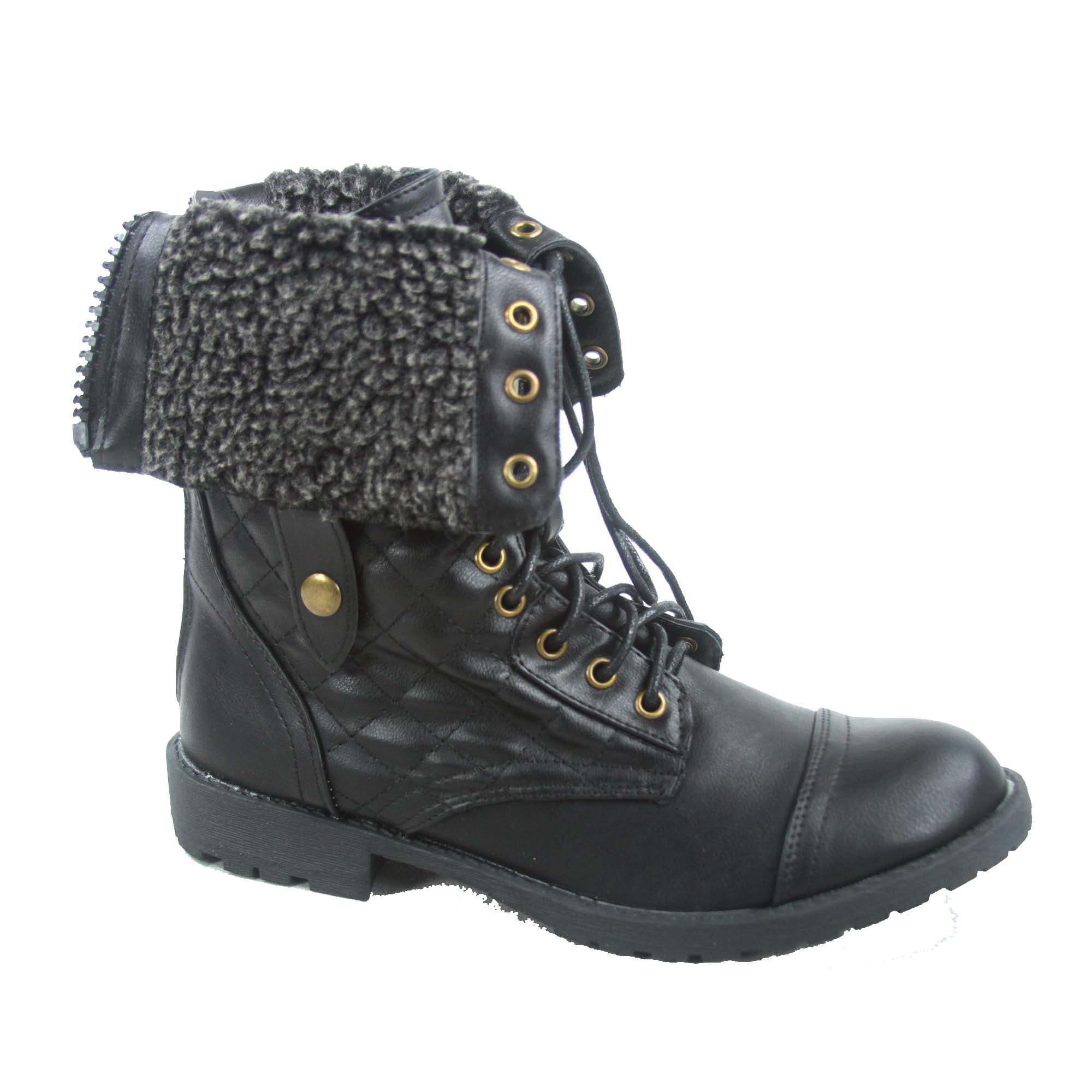 Galaxy-02 Women's Fashion Combat Mid-Calf Foldable Quilted
