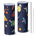 thumbnail image 1 of Galaxy 20oz Stainless Steel Skinny Tumbler – Vacuum Insulated Slim Travel Cup with Lid & Stainless Steel Straw, 360° Full Wrap Printed Tumbler for Home, Office & Outdoor Use, Starry, 1 of 6