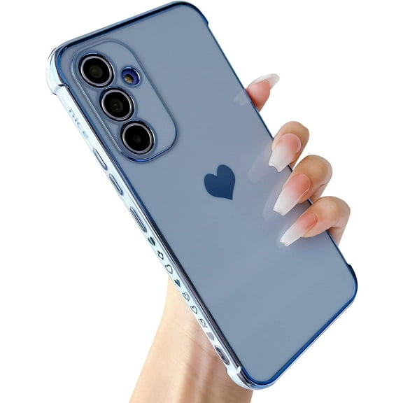 Galaxy 24 5g Case, for Samsung Galaxy A24 Case Women Girls Cute Design Soft Silicone Camera Protection Protective Lovely Heart Phone Case for Galaxy A24 5g (Blue)