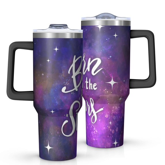 Galaxy 40oz Tumbler with Handle and Straw, Large Capacity Travel Cup for Hot & Cold Drinks, Double Walled Vacuum Insulated Cup,Birthday Thanksgiving Christmas Gifts for Women Girls, Starry