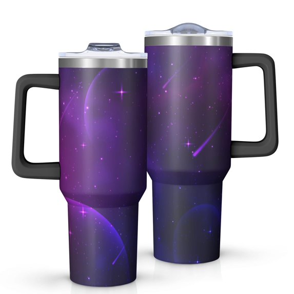 Galaxy 40oz Tumbler with Handle and Straw, Large Capacity Travel Cup for Hot & Cold Drinks, Double Walled Vacuum Insulated Cup,Birthday Thanksgiving Christmas Gifts for Women Girls, Starry