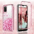 thumbnail image 1 of Galaxy A02s Case,Samsung A02s Case Liquid Glitter Waterfall Shock Proof Phone Case Cute Girls Women for Samsung Galaxy A02s Case - Pink, 1 of 6