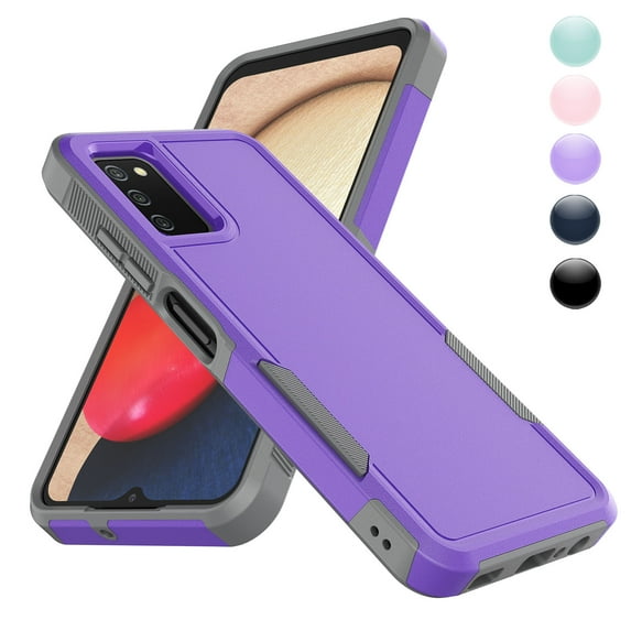For Galaxy A03S Case, 2 in 1 Heavy Duty Armor Shockproof Cases,Hisdou Hybrid Dual Layer Rubber Drop Protection Grip Plastic Bumper Sturdy Phone Cover for Samsung Galaxy A03S 6.5"-Purple