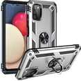 thumbnail image 1 of Galaxy A03S Case [ Grade 16ft Drop Tested] with HD Screen Protector,  Ring Holder Kickstand - Silver, 1 of 16