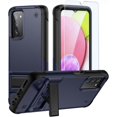 thumbnail image 1 of for Galaxy A03S Phone Case,Samsung A03S Case with Tempered Glass Screen Protector,[Military Grade] Kickstand Hybrid Shockproof Protective Case for Samsung A03S, Navy Black, 1 of 14