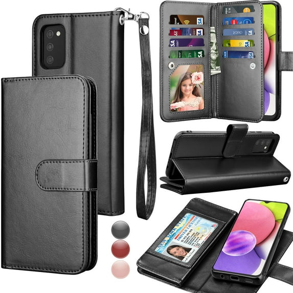 Galaxy A03s Case, Samsung A03s Wallet Case, Samsung Galaxy A03s PU Leather Case, Tekcoo Luxury Cash Credit Card Slots Holder Carrying Folio Flip Cover Kickstand & Hand Strap