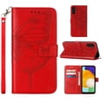 thumbnail image 1 of Galaxy A05S Case, Magnetic Folio Butterfly Patterned Wallet Case, Premium PU Leather with Wrist Strap Credit Card Holder Slots Kickstand Protective Cover For Samsung Galaxy A05S, Red, 1 of 10