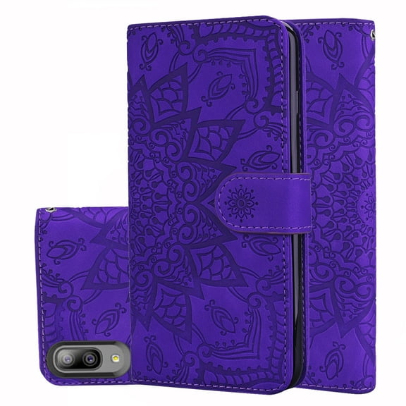 Galaxy A10e Case ONLY (NOT for A10), Allytech Slim Premium PU Leather Retro Mandala Embossed Slim Stand Folio Flip Cards Holder Shockproof Wallet Case Cover for Samsung Galaxy 10e, Purple