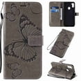 thumbnail image 1 of Galaxy A11 6.4 inch 2020 Released Wallet Case, Dteck 3D Butterfly Pattern Premium PU Leather Flip Cover Wallet Kickstand Magnetic Closure Credit Card Slots Holder Wrist Strap Cover, gray, 1 of 1