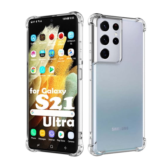 Galaxy A11 A12 A32 A42 S20 FE 5G S9 S21 S21+ S21 FE 5G Note 9 20 Ultra Case, Samsung Galaxy Clear Phone Cases, Njjex Crystal Transparent Clear Flexible Shock Absorption Bumper Soft TPU Cover