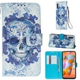 thumbnail image 1 of Galaxy A11 Case Wallet, Allytech Slim Fit 3D Pattern Design Folio Flip Shockproof Kickstand Cards Slots Anti-slip Magnetic Clasp Wallet Case Cover for Samsung Galaxy A11, Skull Rose, 1 of 1