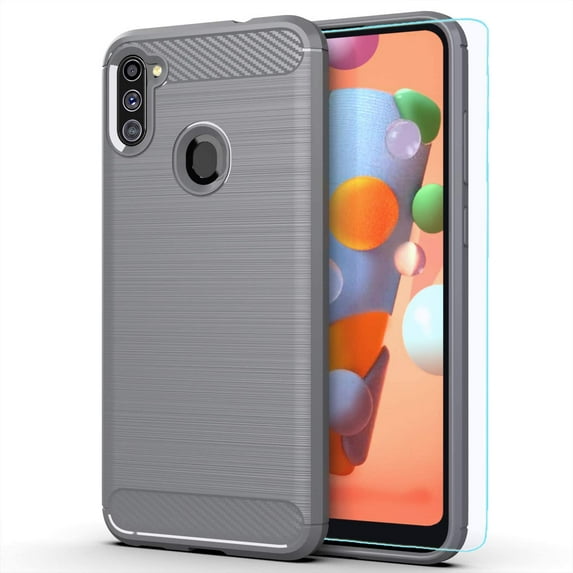 Galaxy A11 case,Samsung A11 case,with HD Screen Protector,MAIKEZI Soft TPU Slim Fashion Non-Slip Protective Phone Case Cover for Samsung Galaxy A11(Gray Brushed TPU)